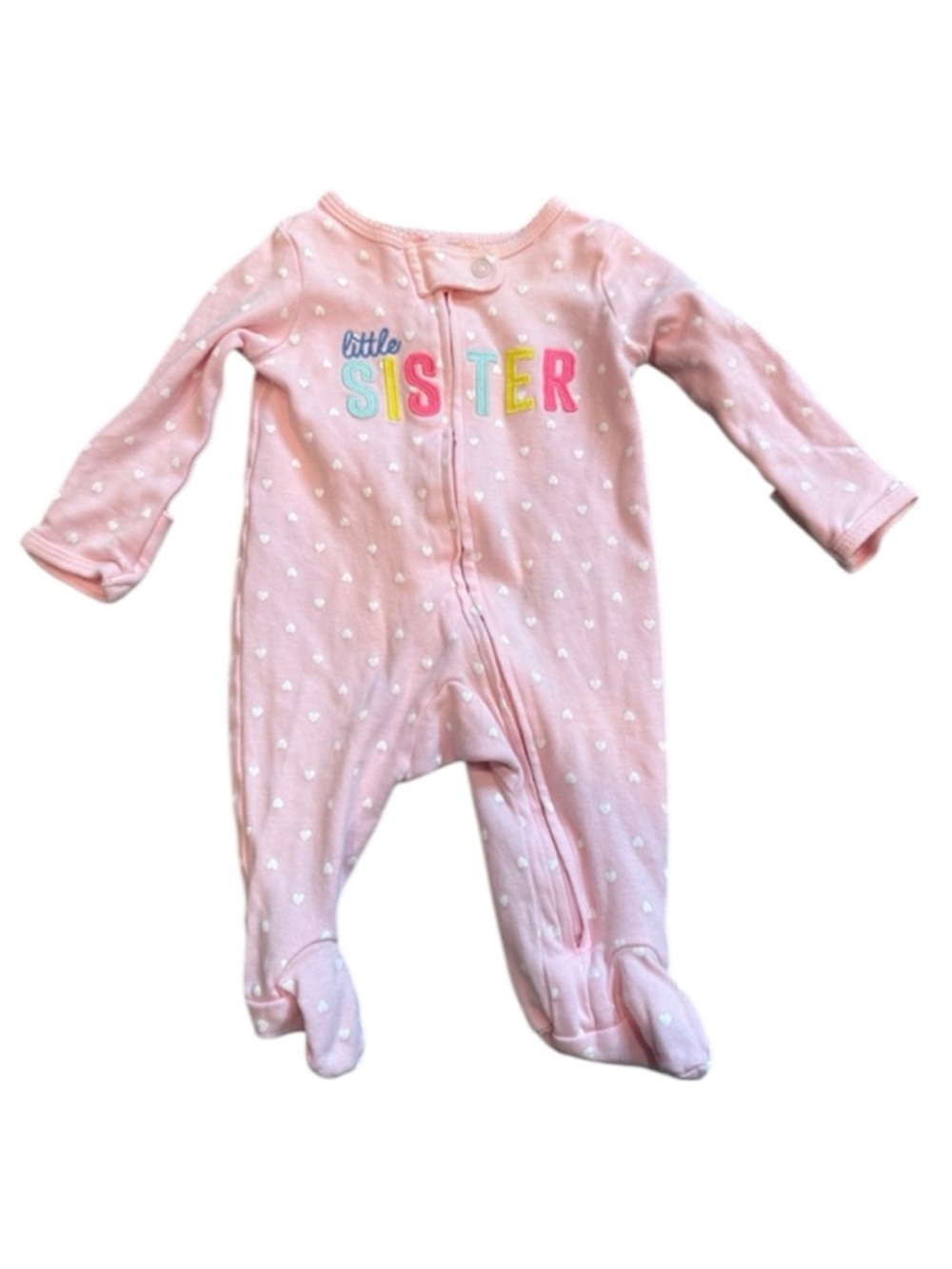 Carter’s | Baby Pink 'Little Sister' Footed One-Piece Pajamas